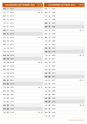 Calendrier pour les mois de Septembre et Octobre 2024 portrait 2