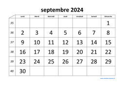 calendrier septembre 2024