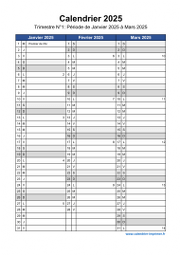 Calendrier Annuel 2025 Trimestre