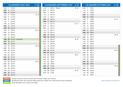 Calendrier scolaire pour Août à Octobre 2025 paysage 2
