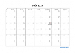 Calendrier août 2025 modele 02