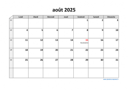 Calendrier août 2025 modele 03