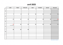 Calendrier avril 2025 modele 05
