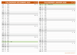 Calendrier pour les mois de Décembre 2025 et Janvier 2026 paysage 2