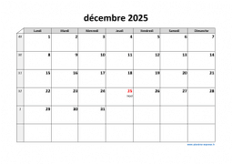 Calendrier décembre 2025 modele 03