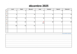 Calendrier décembre 2025 modele 07