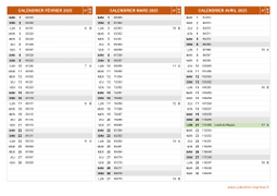 Calendrier pour les mois de Février à Avril 2025 paysage 2