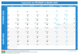 Calendrier scolaire pour Février et Mars 2025 paysage 1