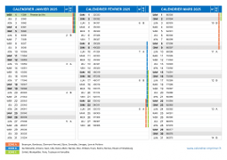 Calendrier scolaire pour Janvier à Mars 2025 paysage 2