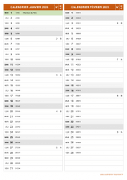 Calendrier pour les mois de Janvier et Février 2025 portrait 2