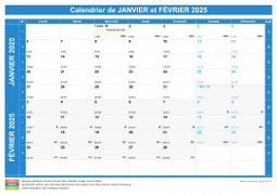 Calendrier scolaire pour Janvier et Février 2025 paysage 1