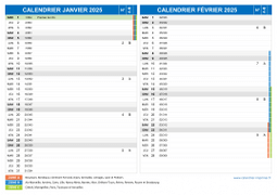 Calendrier scolaire pour Janvier et Février 2025 paysage 2
