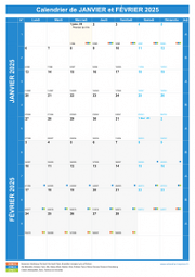 Calendrier scolaire pour Janvier et Février 2025 portrait 1