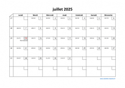 Calendrier juillet 2025 modele 02