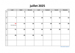 Calendrier juillet 2025 modele 03