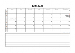 Calendrier juin 2025 modele 07