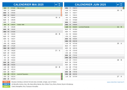Calendrier scolaire pour Mai et Juin 2025 paysage 2