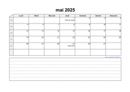 Calendrier mai 2025 modele 07