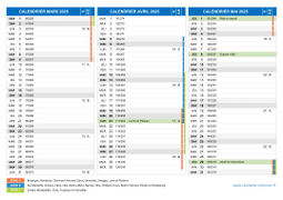 Calendrier scolaire pour Mars à Mai 2025 paysage 2