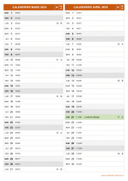 Calendrier pour les mois de Mars et Avril 2025 portrait 2