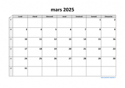 Calendrier mars 2025 modele 03