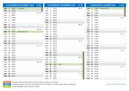 Calendrier scolaire pour Novembre 2025 à Janvier 2026 paysage 2