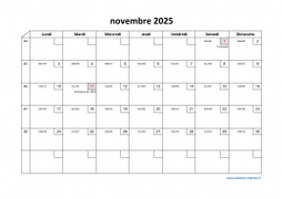 Calendrier novembre 2025 modele 02