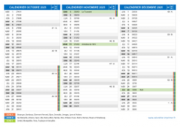 Calendrier scolaire pour Octobre à Décembre 2025 paysage 2