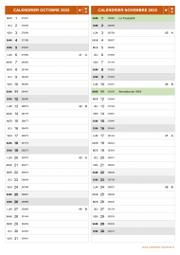 Calendrier pour les mois de Octobre et Novembre 2025 portrait 2