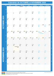 Calendrier scolaire pour Octobre et Novembre 2025 portrait 1