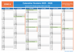 Calendrier scolaire 2025-2026 avec jours fériés - Zone A à imprimer - 2nd semestre