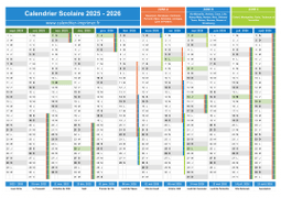 Calendrier scolaire 2025-2026 avec jours fériés à imprimer