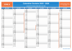 Calendrier scolaire 2025-2026 - Zone A à imprimer - 2nd semestre