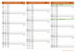Calendrier pour les mois de Septembre à Novembre 2025 paysage 2