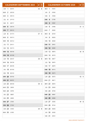 Calendrier pour les mois de Septembre et Octobre 2025 portrait 2