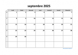 Calendrier septembre 2025 modele 03