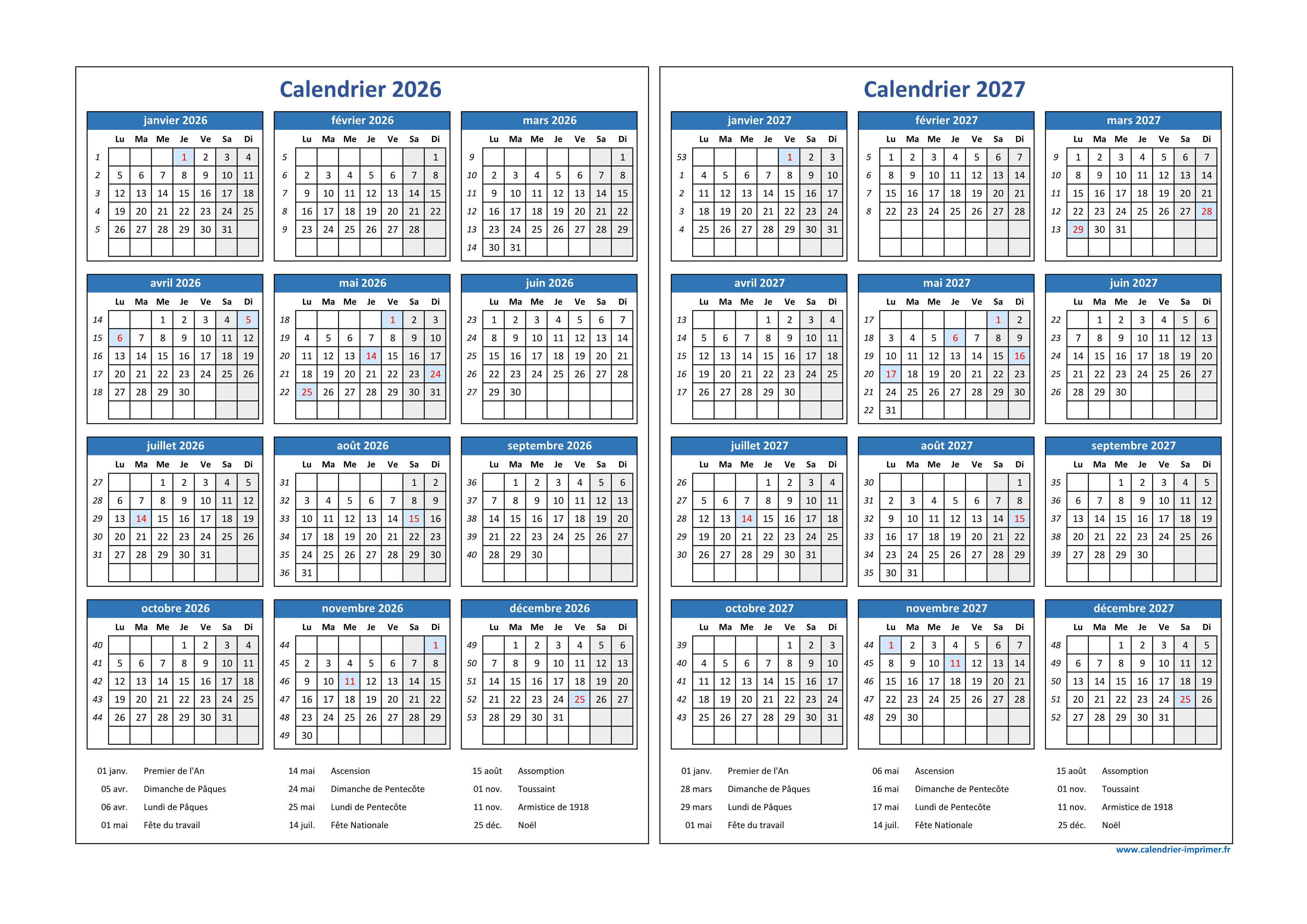Calendrier 2026 2027 Imprimer Calendrier 2026 2027 Imprimer