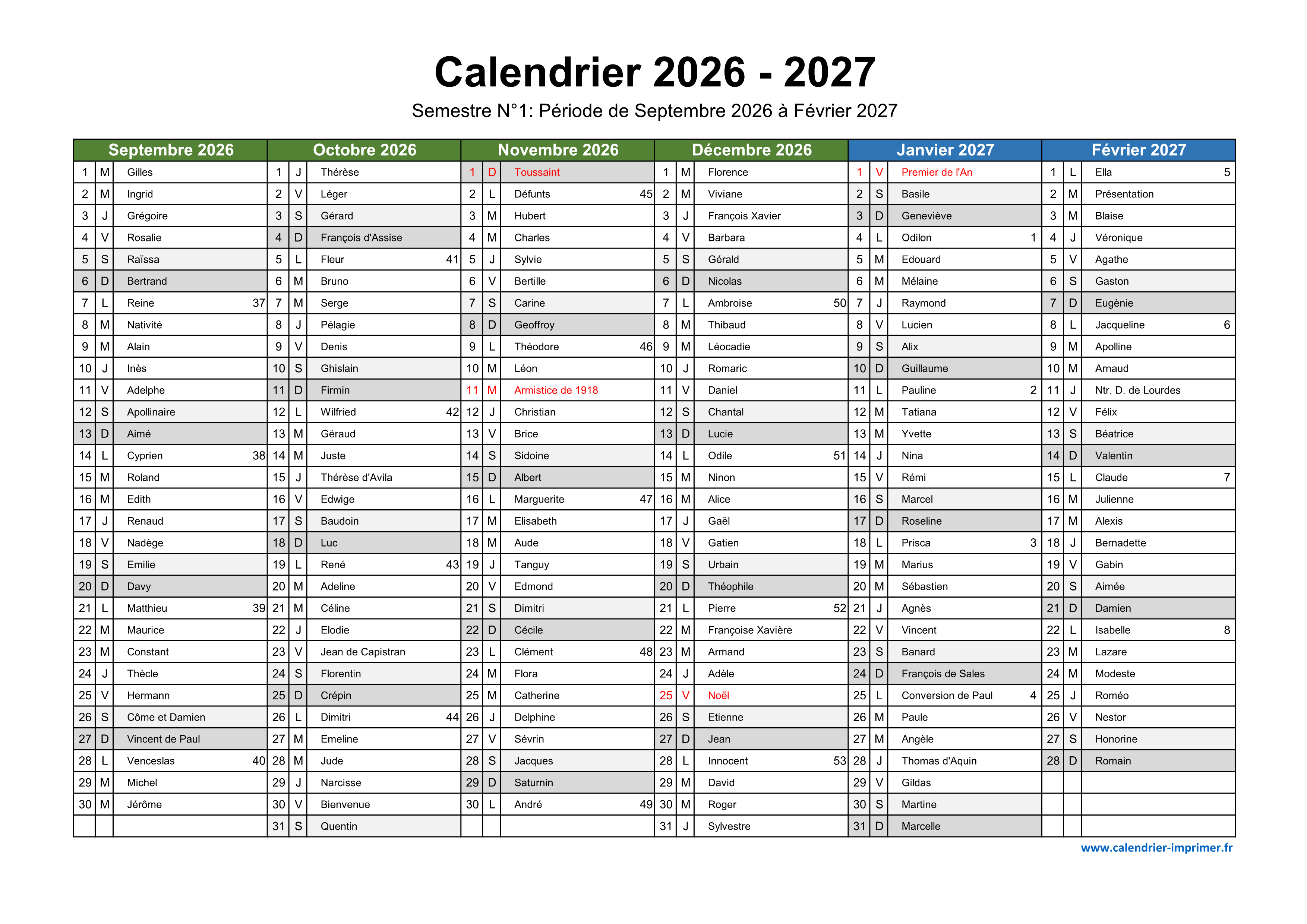 Calendrier 2026 2027 Imprimer Calendrier 2026 2027 Imprimer