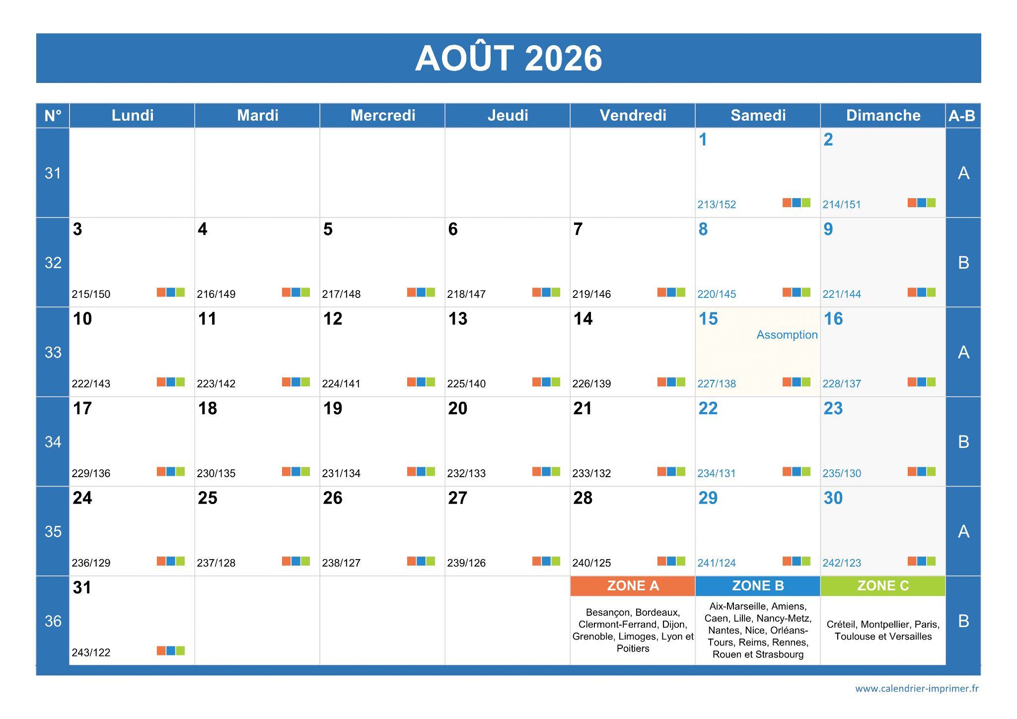 Calendrier Ao t 2026 Imprimer Calendrier Ao t 2026 Imprimer