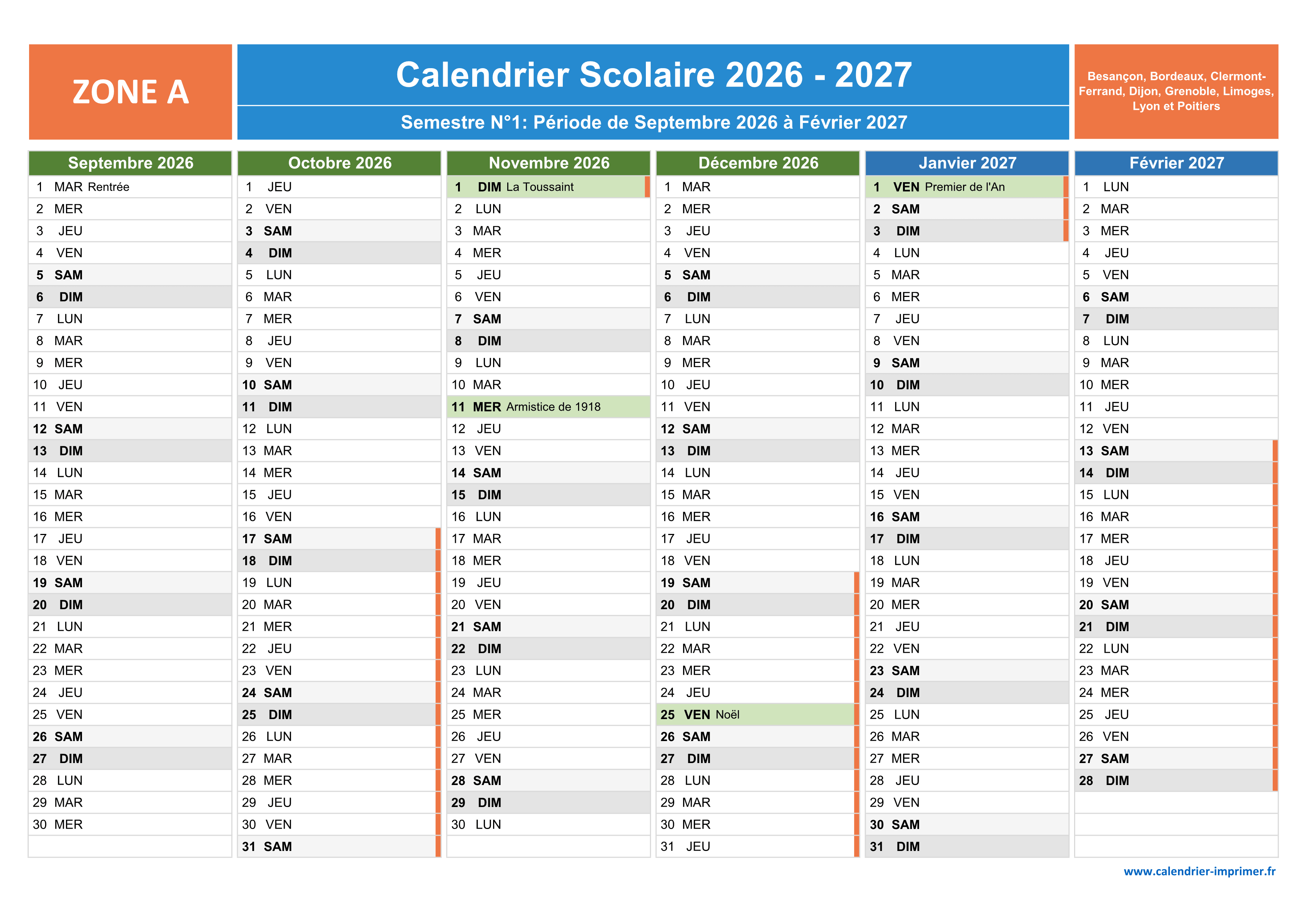 Calendrier Scolaire 2026 2027 Imprimer Calendrier Scolaire 2026 2027 Imprimer