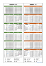 Calendrier Janvier 2026 à Décembre 2027 Vertical Modèle 04