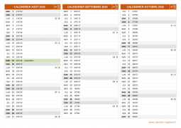 Calendrier pour les mois de Août à Octobre 2026 paysage 2