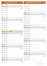 Calendrier pour les mois de Août et Septembre 2026 portrait 2