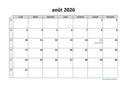 Calendrier août 2026 modele 03