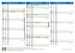Calendrier scolaire pour Avril à Juin 2026 paysage 2