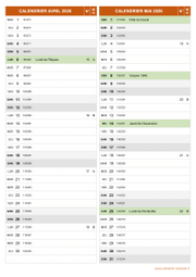 Calendrier pour les mois de Avril et Mai 2026 portrait 2