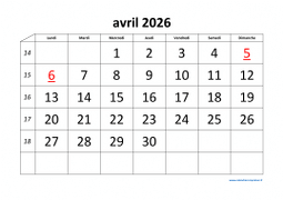 Calendrier avril 2026 modele 01