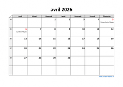 Calendrier avril 2026 modele 03