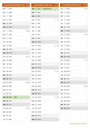 Calendrier pour les mois de Décembre 2026 à Février 2027 portrait 2