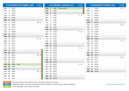 Calendrier scolaire pour Décembre 2026 à Février 2027 paysage 2